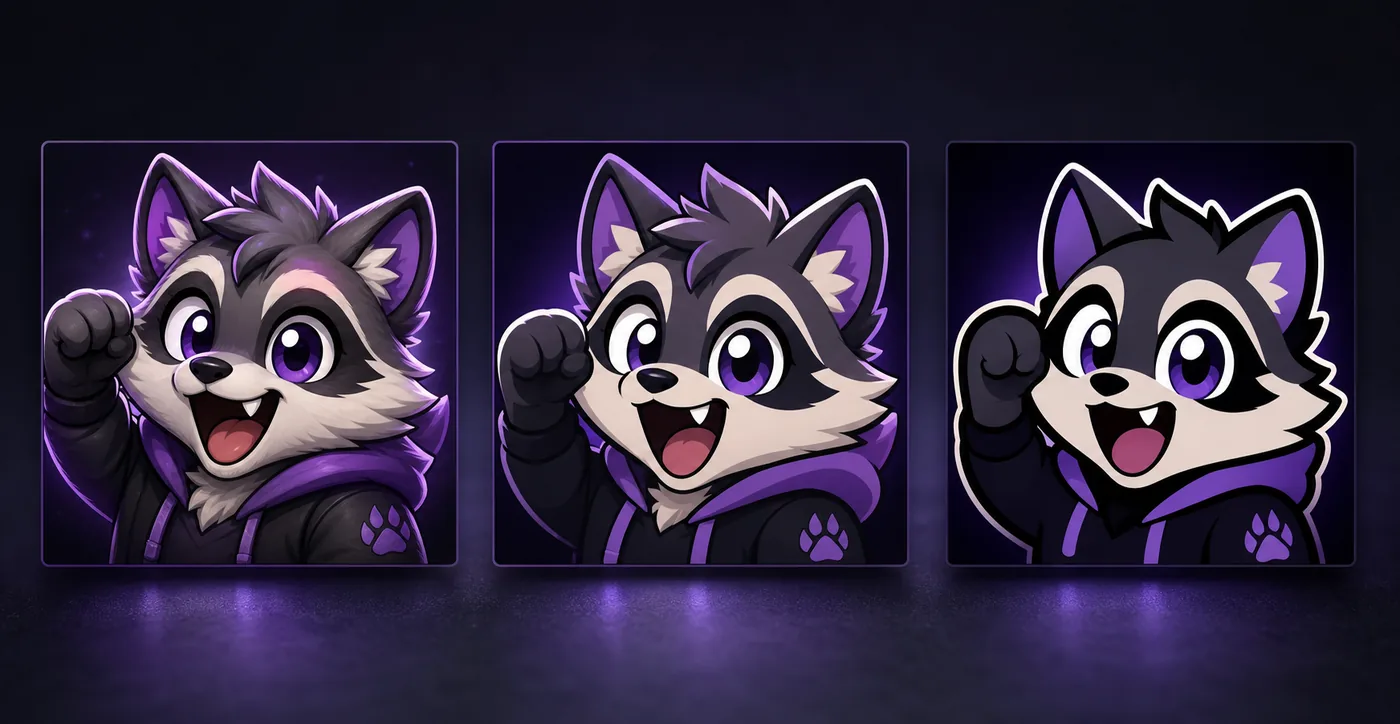 Three stages of an emote simplified for small-size readability